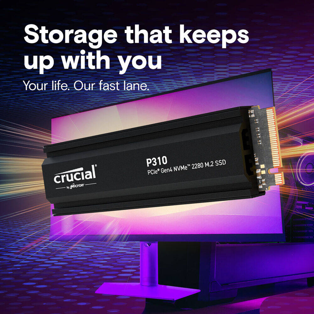 Crucial P310 2TB PCIe Gen4 2280 NVMe M.2 SSD with heatsink up to 7,100MB/s - thumbnail