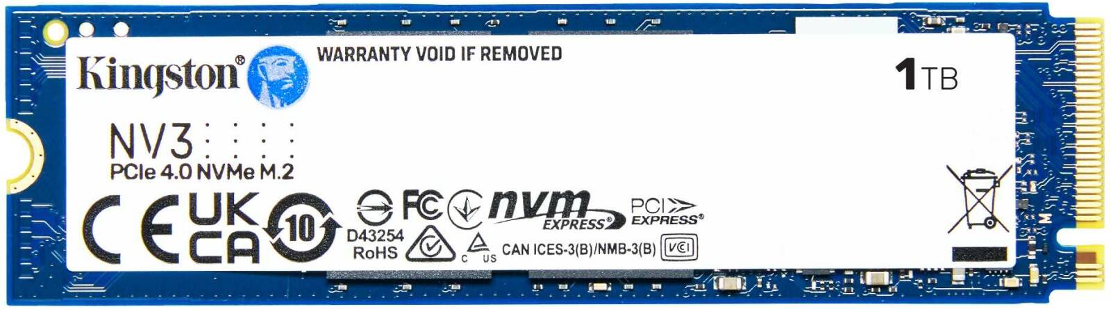 Kingston 1TB NV3 SSD M.2 2280 PCIe 4.0 NVMe, Read: 6,000/ Write: 4,000MB/s