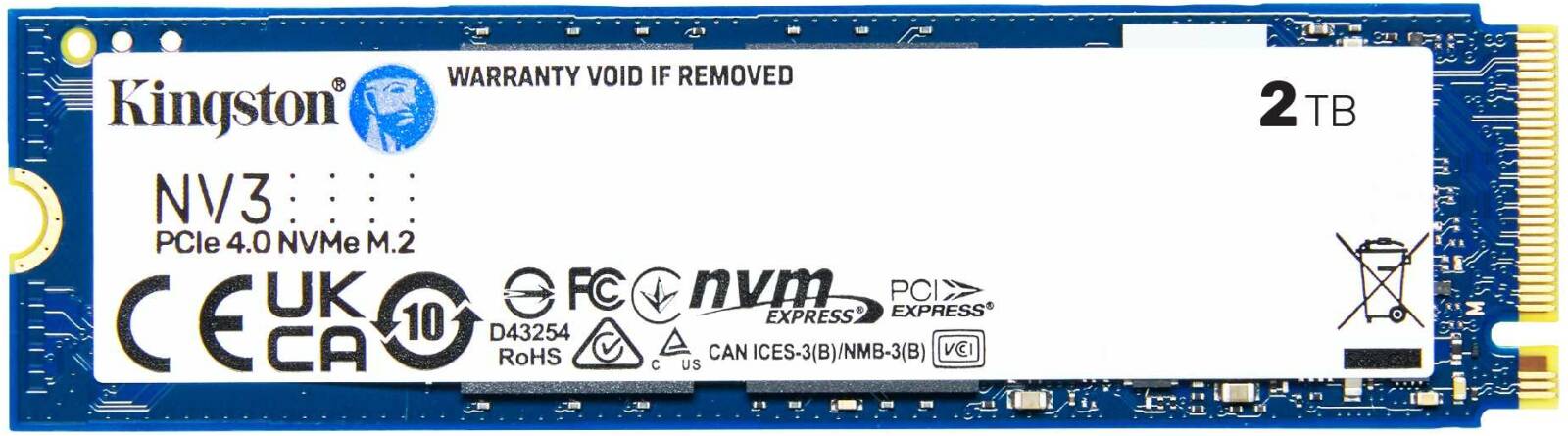 Kingston 2TB NV3 SSD M.2 2280 PCIe 4.0 NVMe, Read: 6,000/ Write: 4,000MB/s