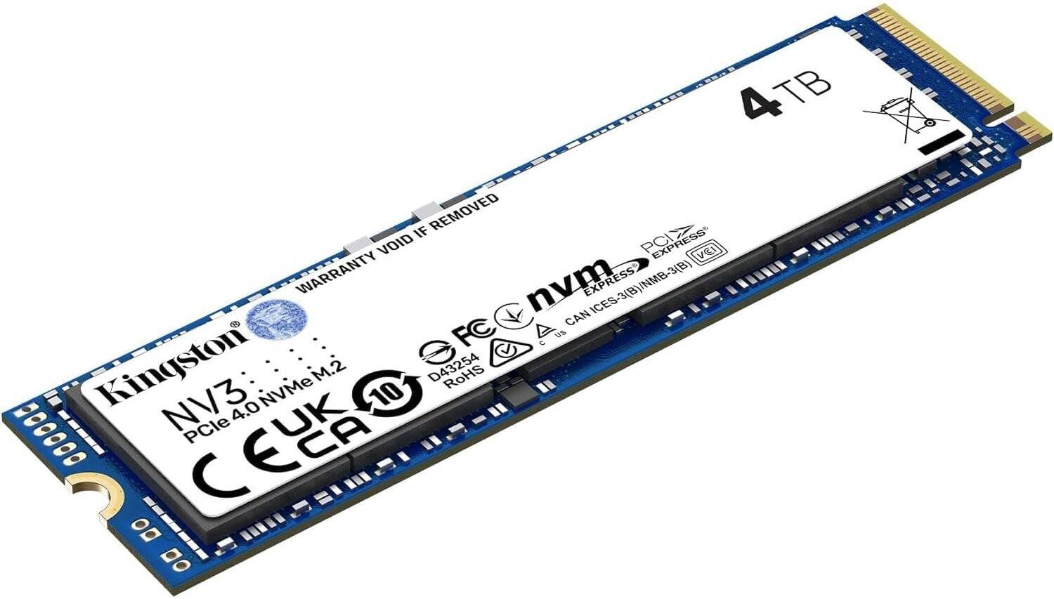 Kingston 4TB NV3 SSD M.2 2280 PCIe 4.0 NVMe, Read: 6,000/ Write: 4,000MB/s