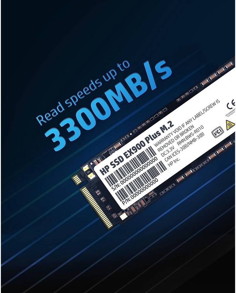 HP EX900 M.2 1TB PCIe 3.1 X4 Nvme 3D TLC NAND Internal Solid State Drive (SSD) Max 2100 Mbps 35m34aa#uuf - thumbnail