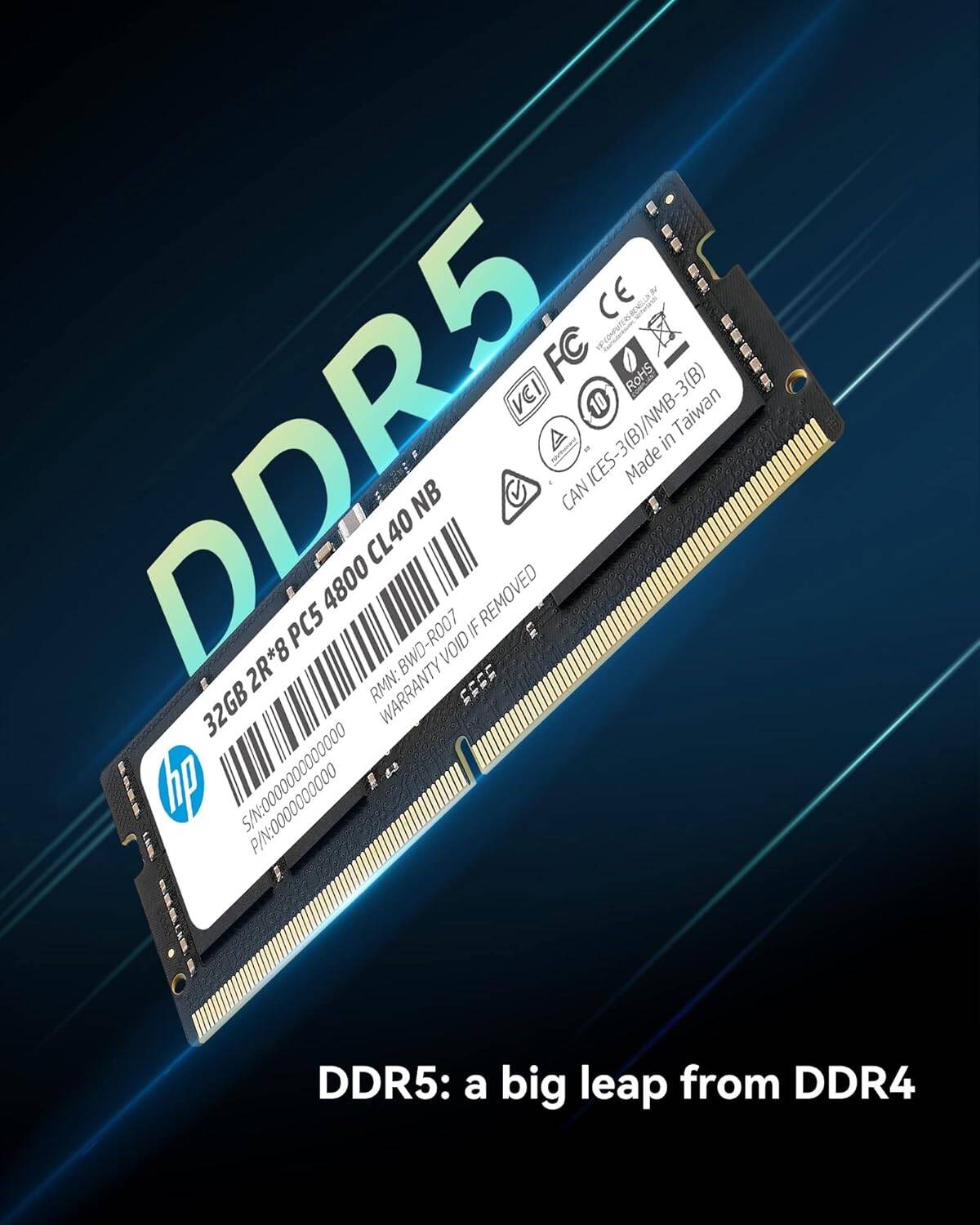 RAM HP X1 32GB DDR5 (1x32GB) Laptop Ram 4800 MHz SODIMM CL40 Non-ECC Laptop Memory - 6H311AA#ABB - thumbnail