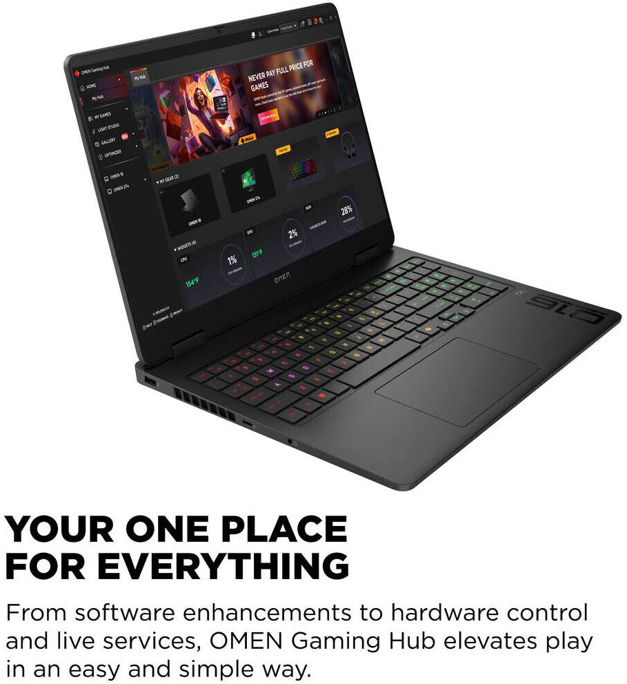 HP OMEN 16-AM0073 GAMING Core™ Ultra 7 255H 1TB SSD 16GB 16" (1920x1200) 144Hz WIN11 NVIDIA® 5060 8192MB SHADOW BLACK RGB Backlit Keyboard. - thumbnail